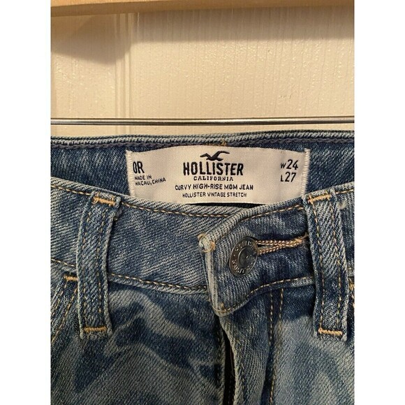 Hollister Denim Womens Size 0R Curvy High Rise Mom Jeans Swirl Pattern Stretchy - Picture 4 of 4